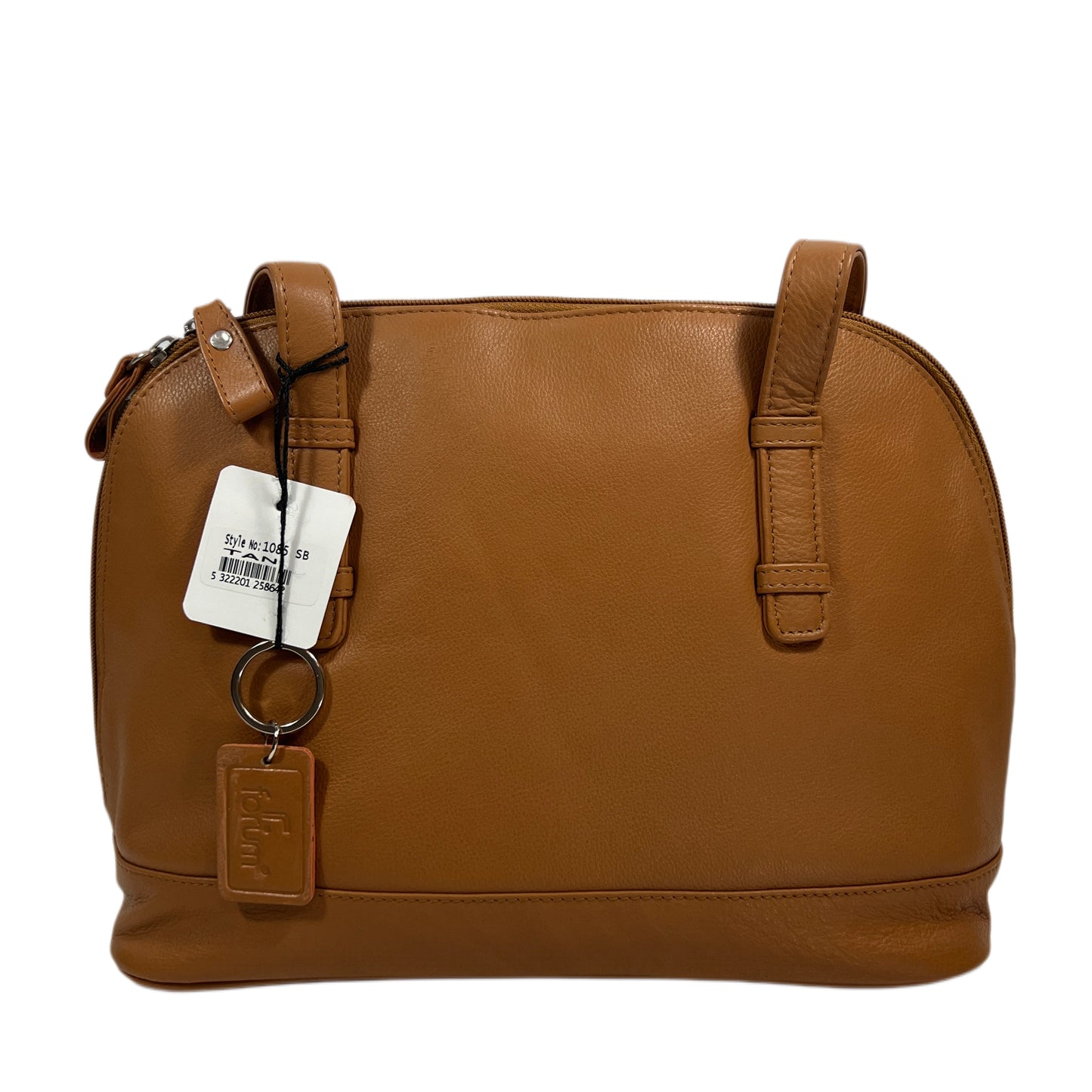 felli Tan/Cognac Leather Domed Shoulder Bag