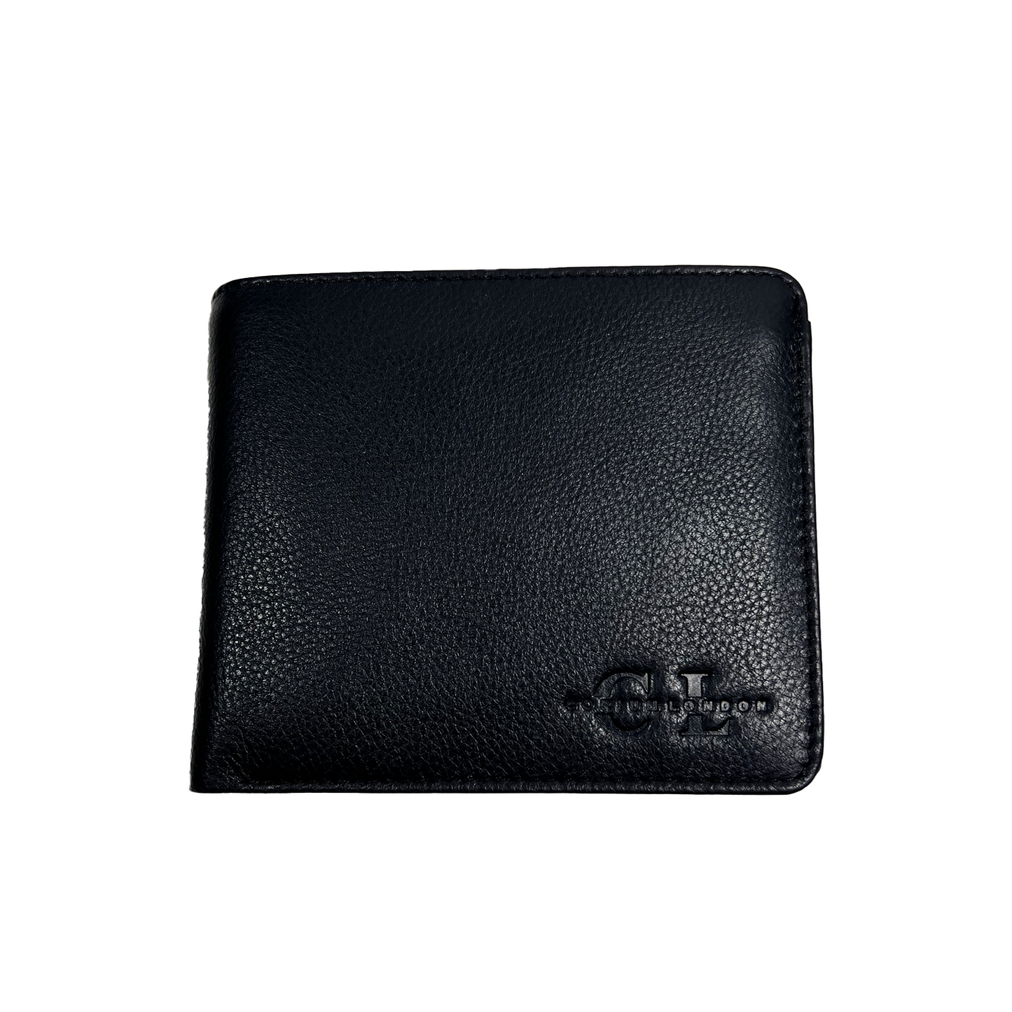 Black Leather Bifold Wallet with Zip Closure