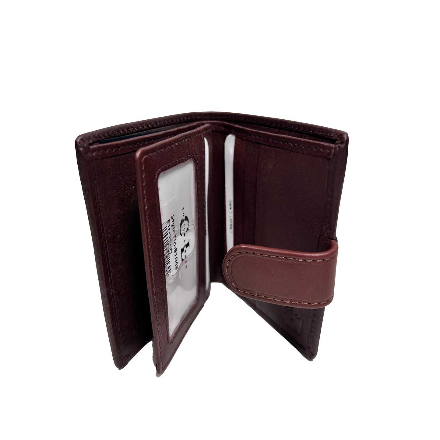 Men's Black Leather Zip-Around Bifold Wallet with Snap Coin Pocket