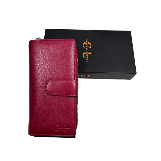 CORIUM LONDON Ladies' Magenta/Fuchsia Leather Zip-Around Clutch Wallet